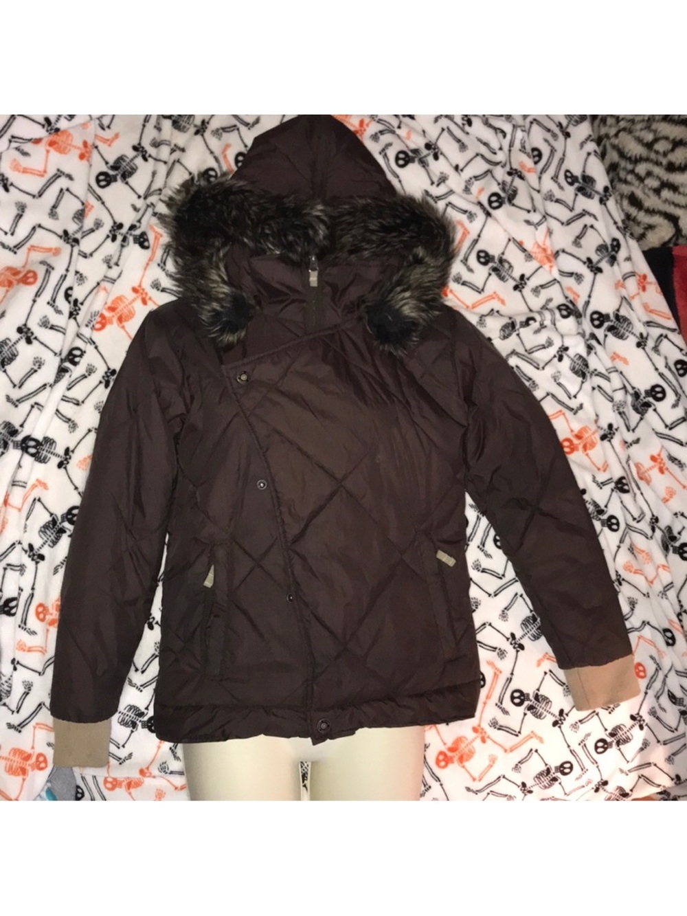 Sessions brown and tan hooded puff jacket XS